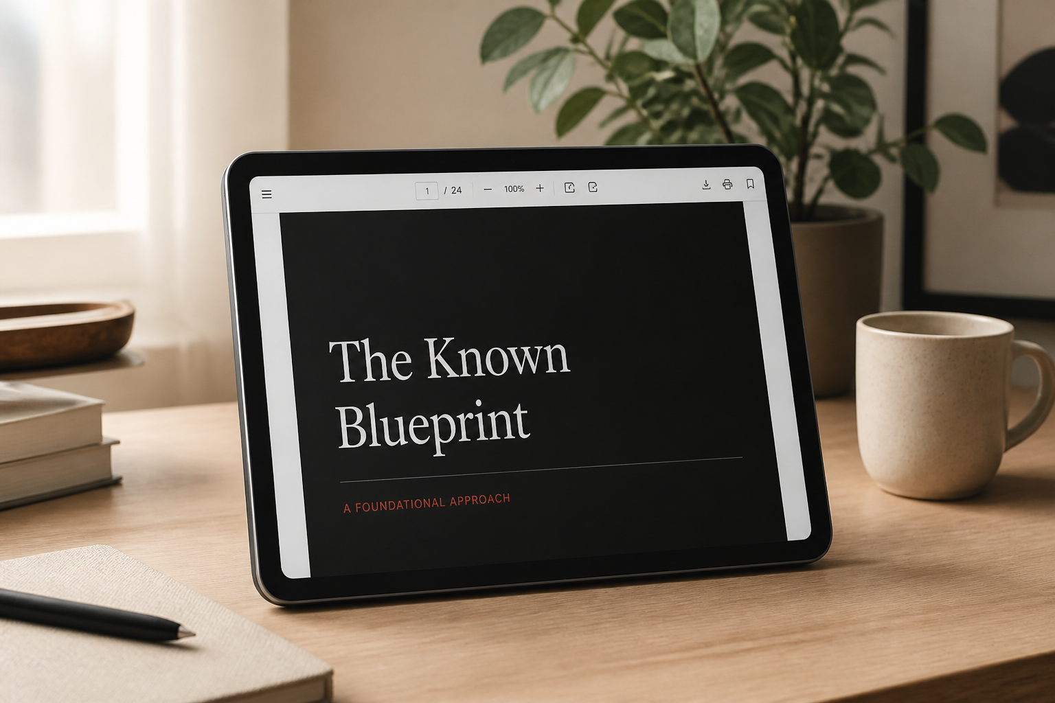 Illustrative Known Blueprint PDF on a tablet
